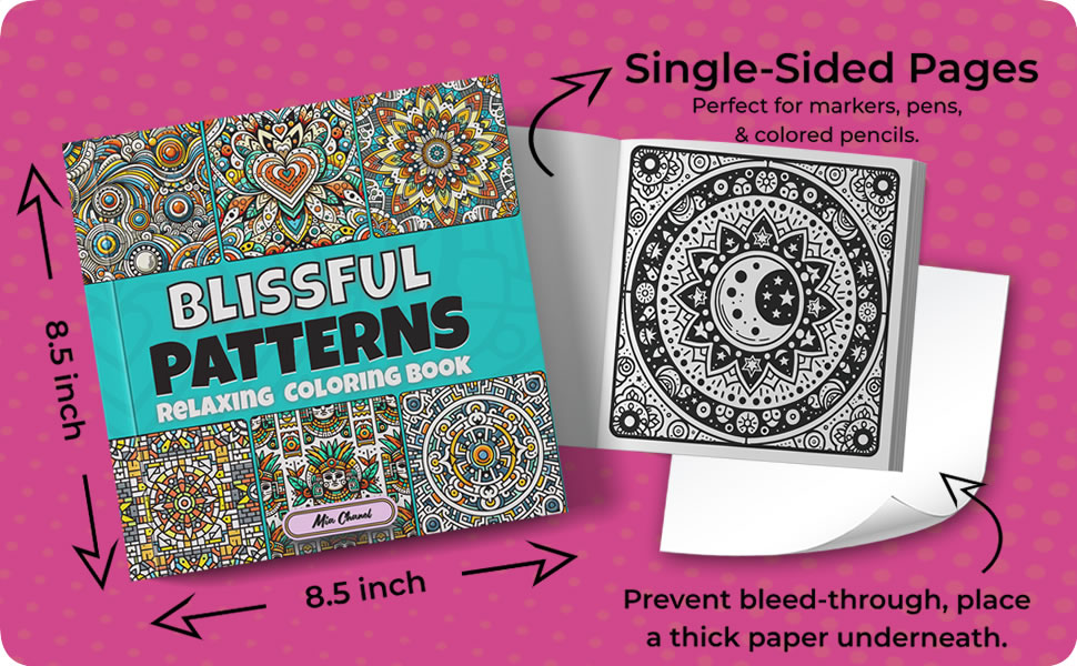 Blissful Patterns Coloring Book Cover Size