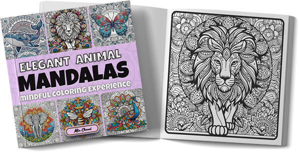 Elegant Animal Mandalas Mindful Coloring Book