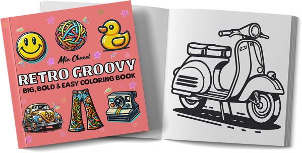 Retro Groovy Big Bold Easy Coloring Book