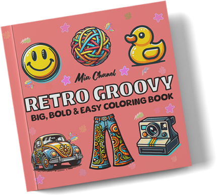 Retro Groovy Big Bold Easy Coloring Book
