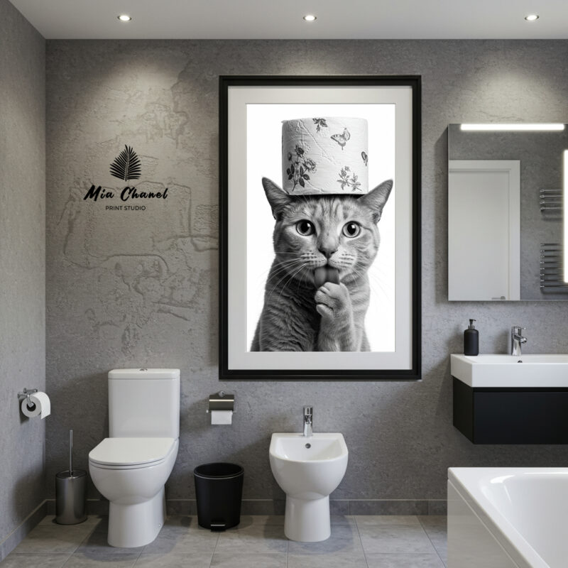 Tabby Cat with Toilet Paper on head 2